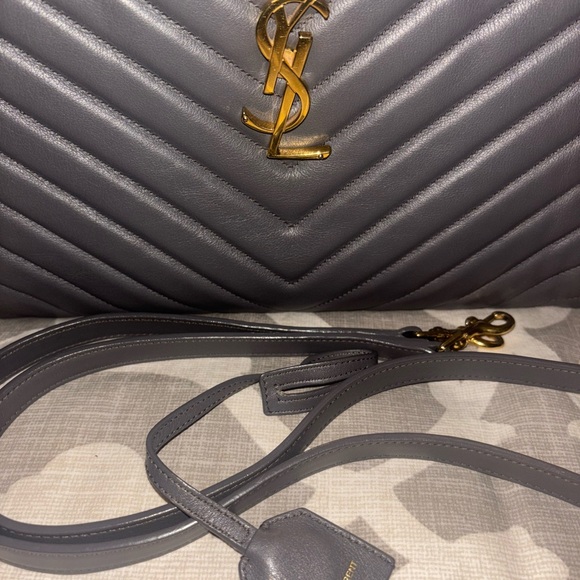 YSL Yves Saint Laurent Gray Matelasse Quilted Calfskin Cabas Bag - Picture 3 of 14